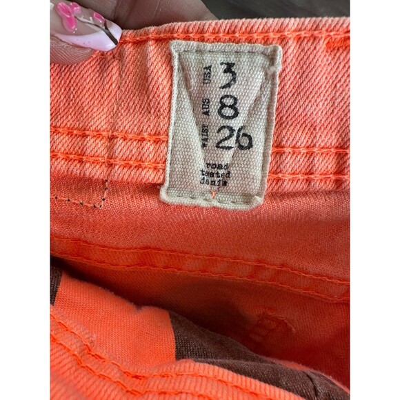 Volcom Juniors Sound Check Florescent Orange Denim Jeans Short Shorts 3/26 - Picture 4 of 6